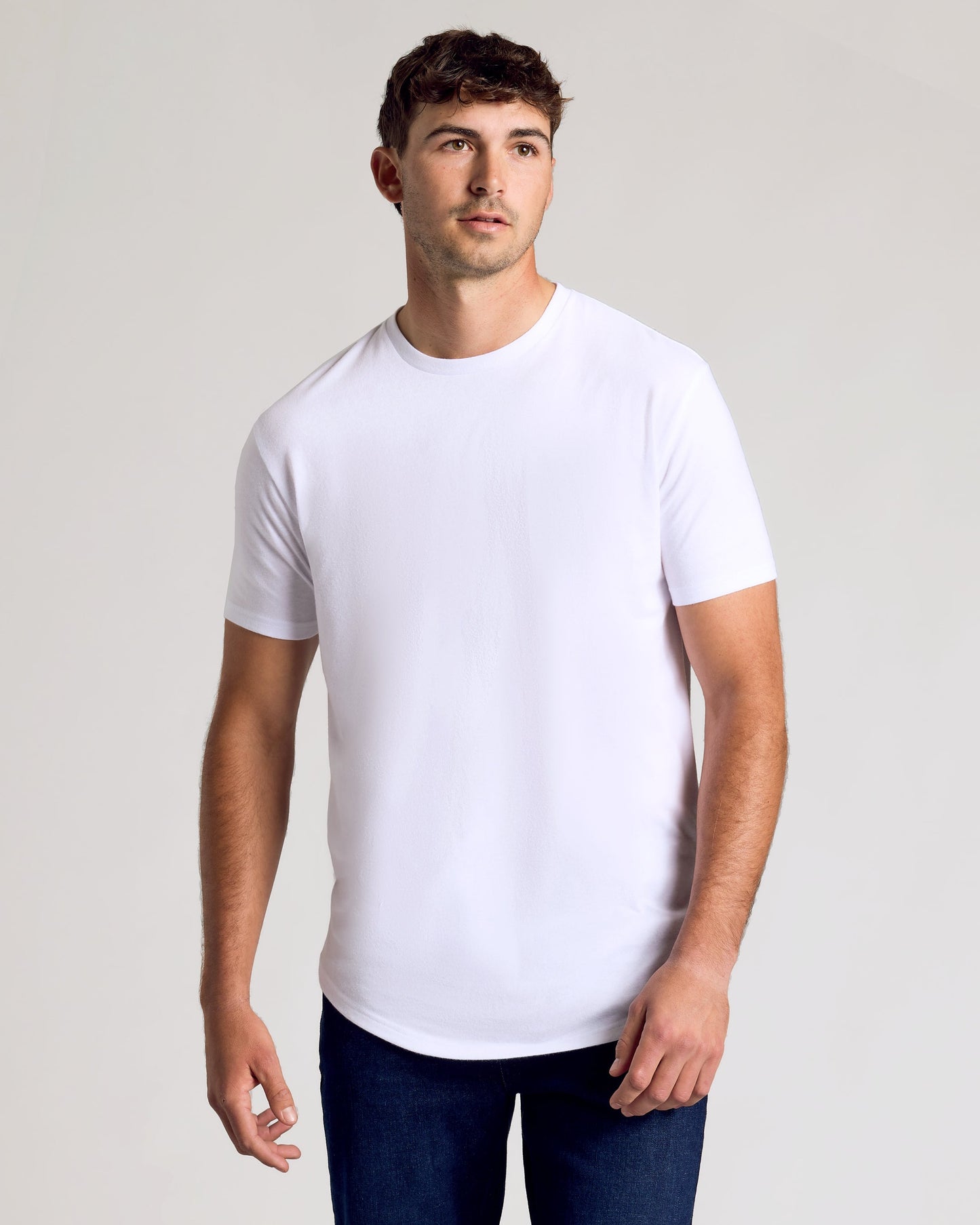 All White Short Sleeve Tall Curved Hem Crew 3-Pack