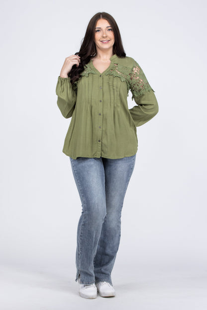 Eyes On You Women's Crocheted Long Sleeve Top