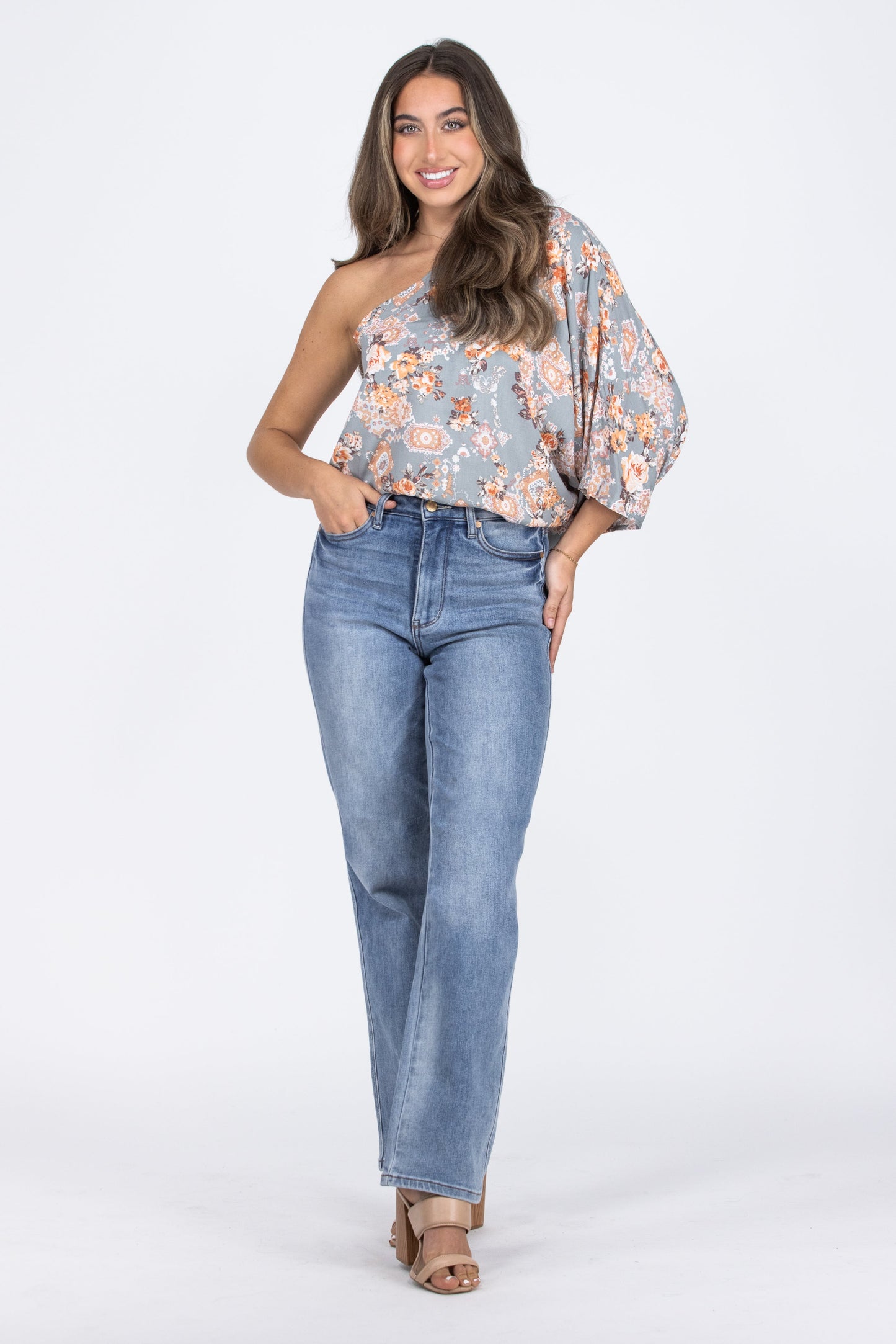 To The Sun Women's Floral One Shoulder Top