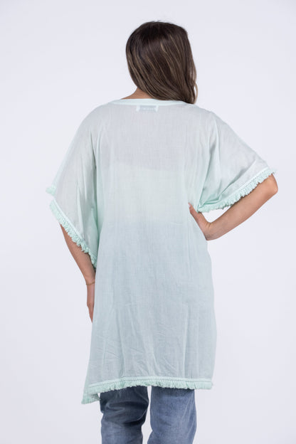 Oceania Kaftan Of Mine Women's Embroidered Short Sleeve Top