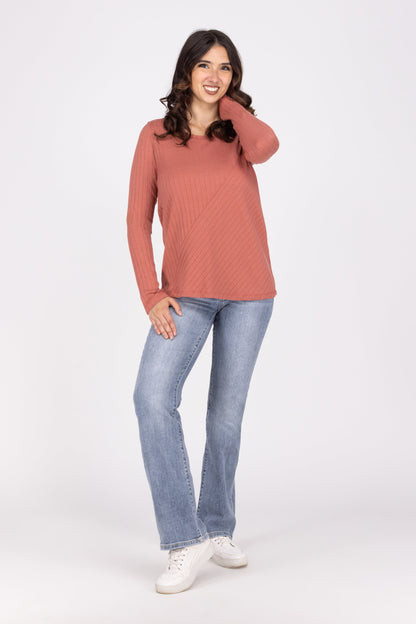 Two Of Us Women's Textured Long Sleeve Top