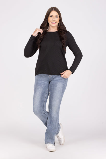Two Of Us Women's Textured Long Sleeve Top