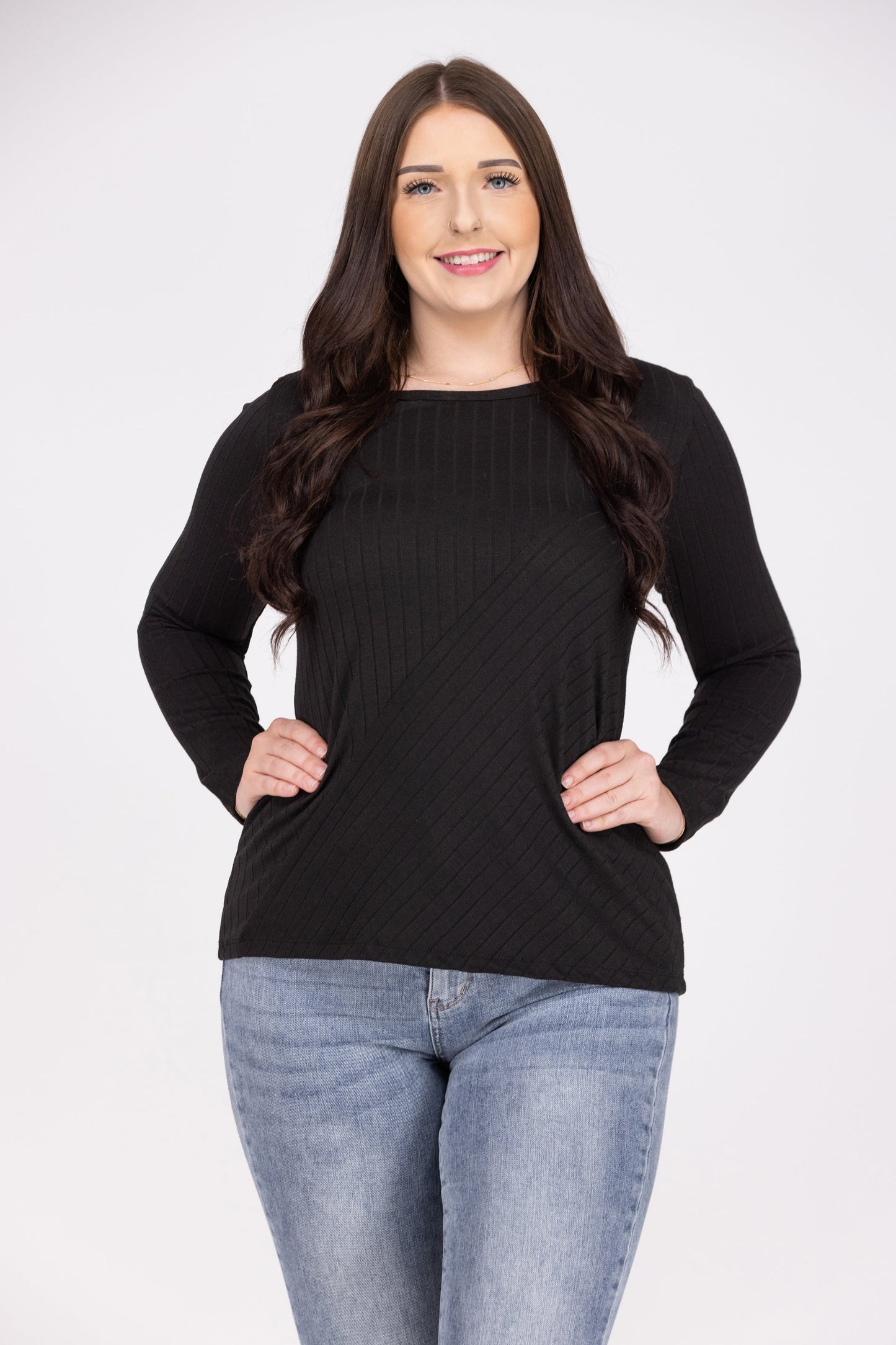 Two Of Us Women's Textured Long Sleeve Top
