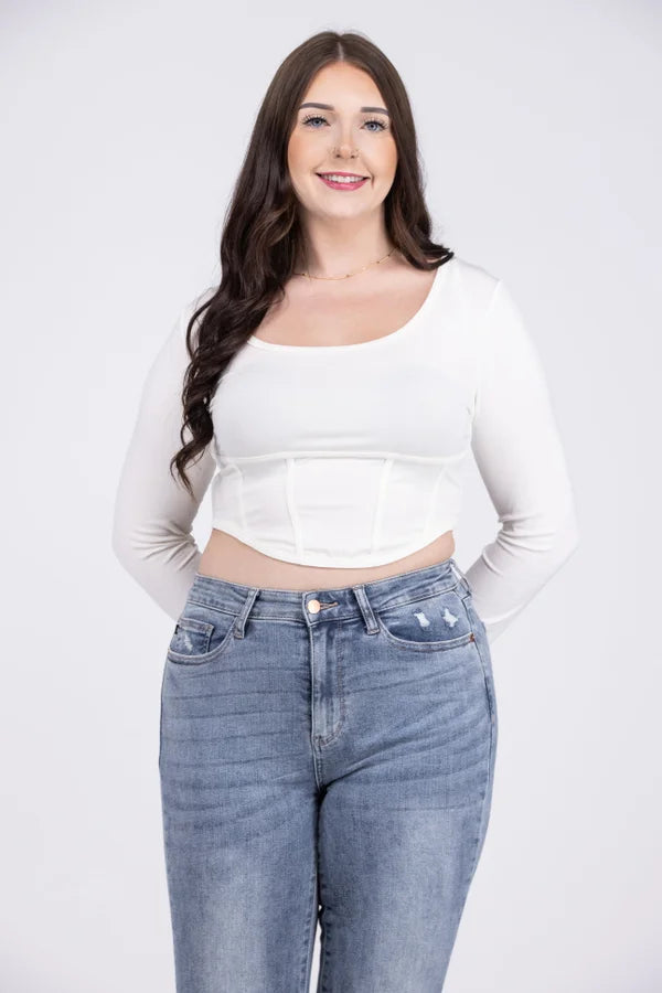 Tighten Up Women's Corset-Like Long Sleeve Crop Top