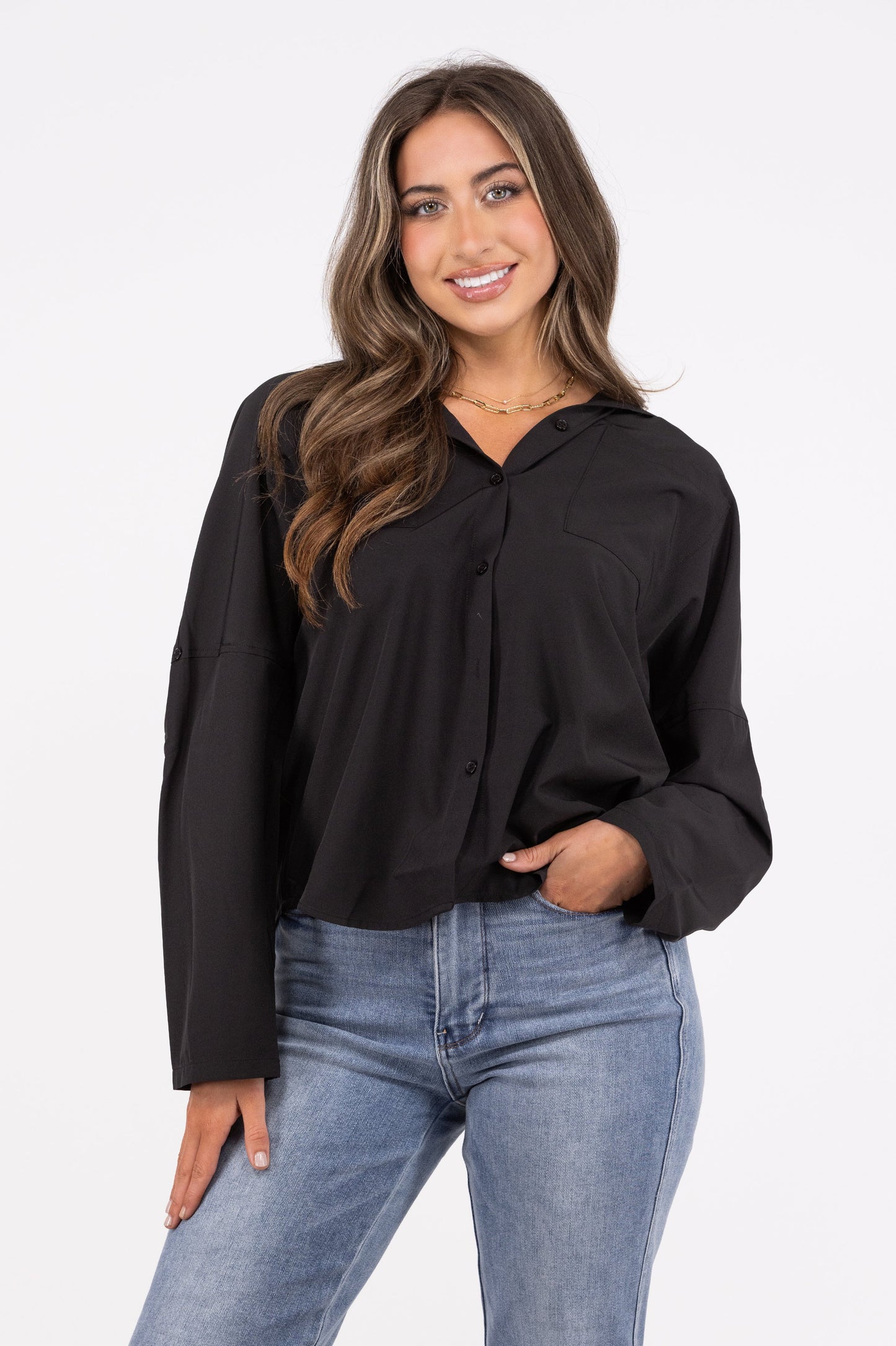 Putting In Work Women's Button Up Long Sleeve Top