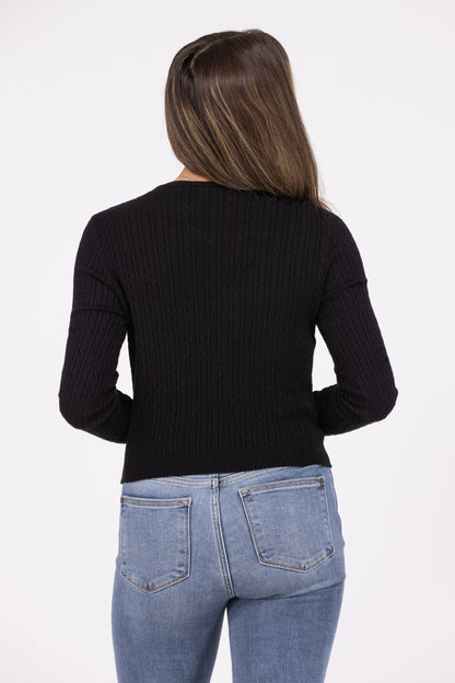 Not Just Anybody Women's Cable Knit Long Sleeve Top