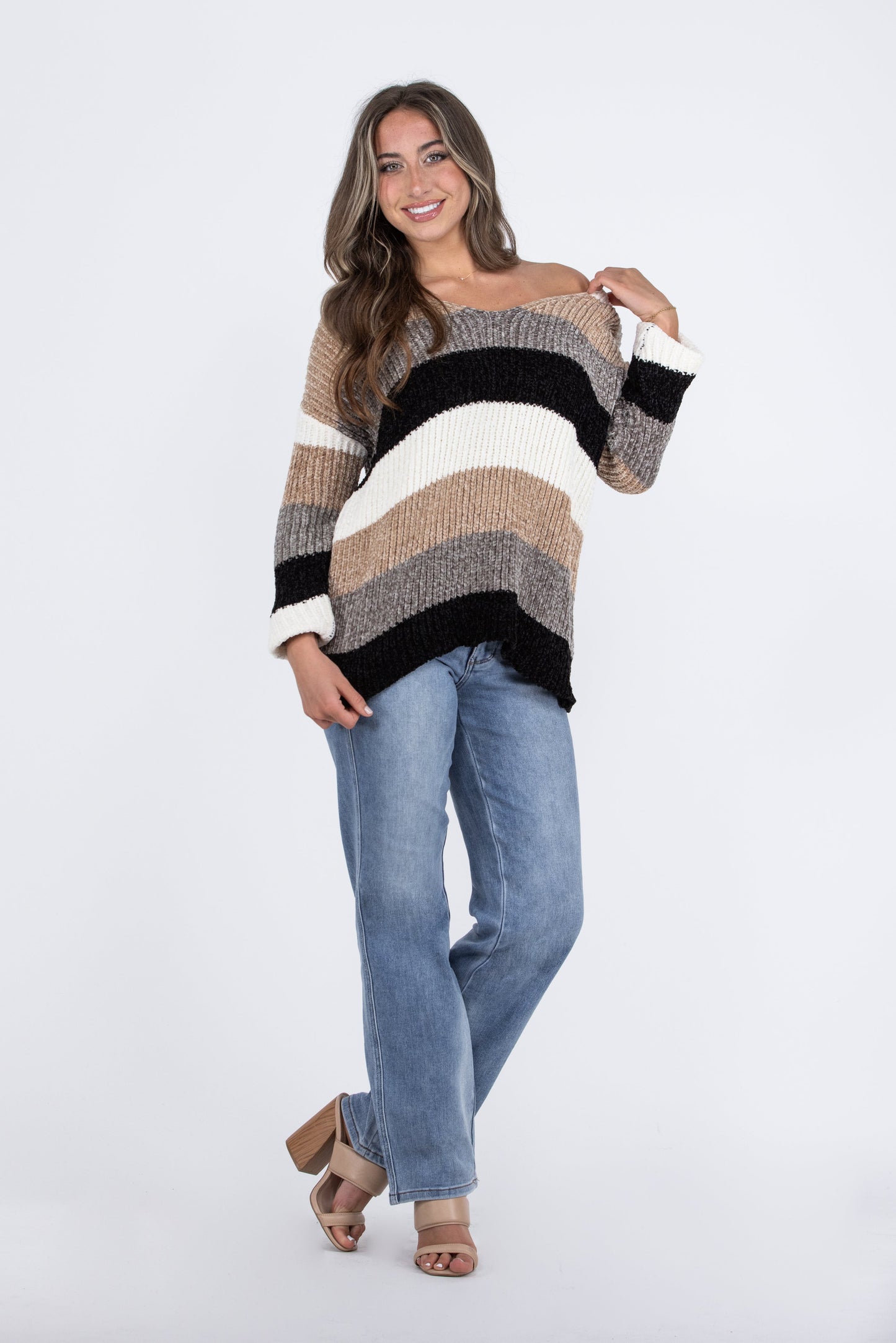 Let's Cuddle Women's Striped Knit Pullover Sweater