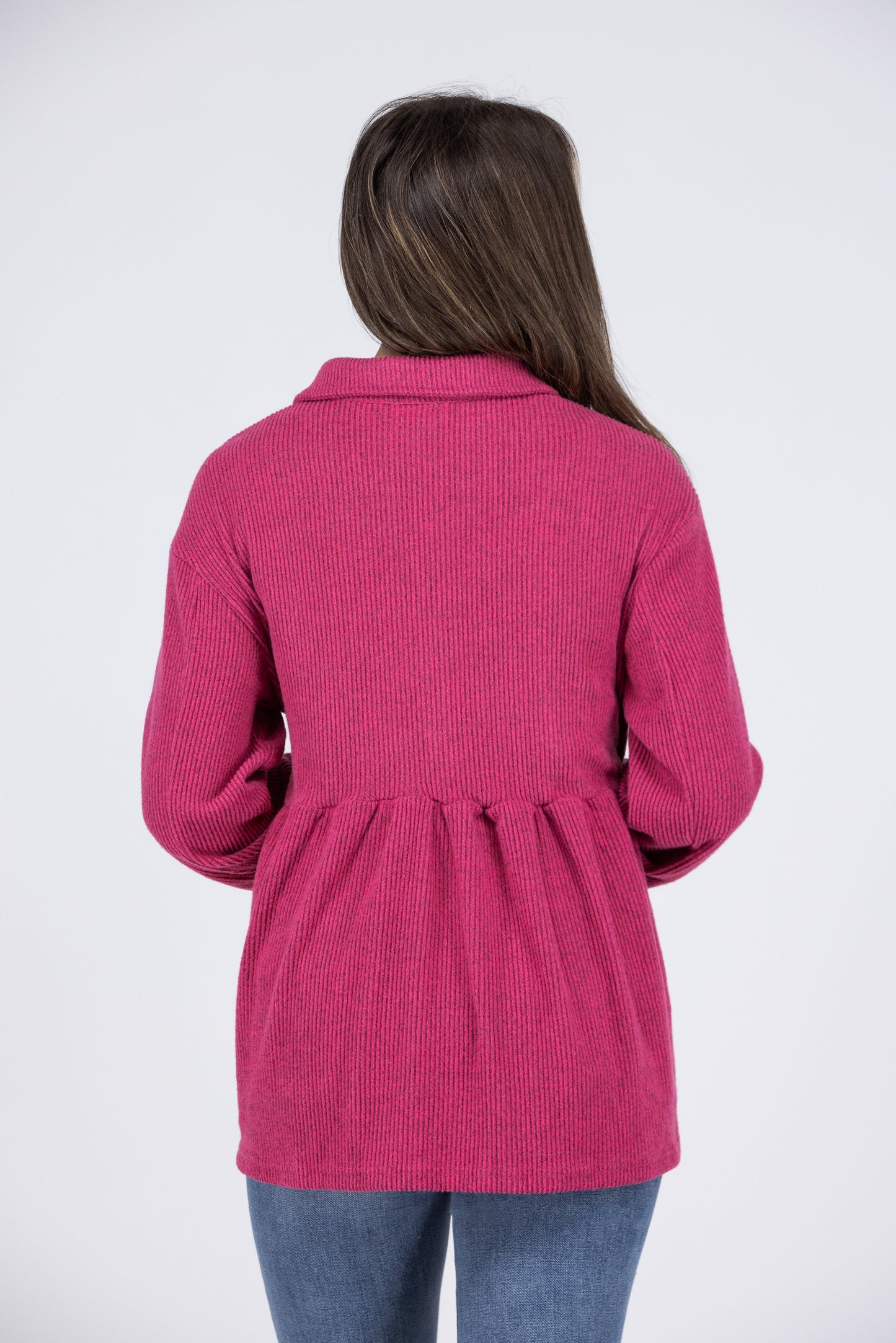 Just Like Old Times Women's Double Breasted PocketsLong Sleeve Top