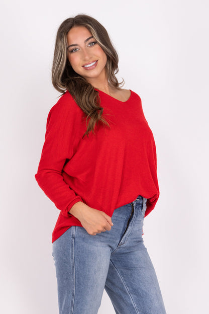 All Warmed Up Women's Cozy V-Neck Long Sleeve Top