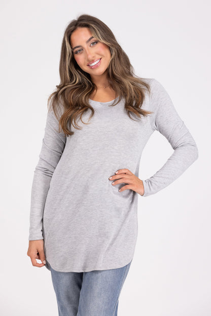 No Frills Women's Classic Curve Hem Long Sleeve Top