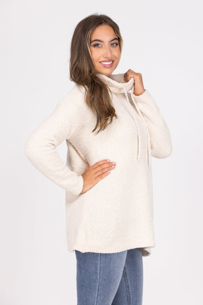 Make It True Women's Turtle Neck Boucle Knit Sweater