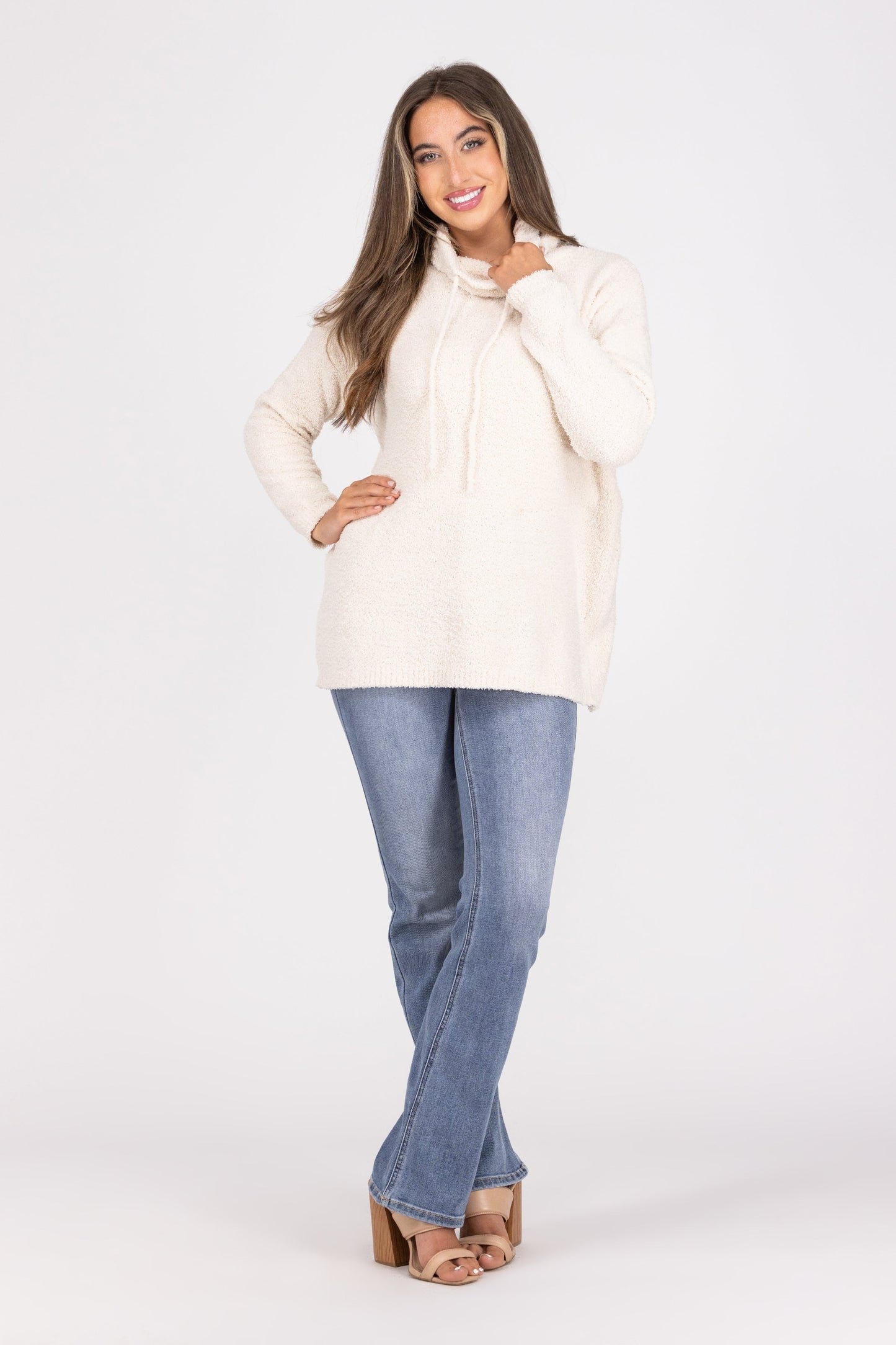 Make It True Women's Turtle Neck Boucle Knit Sweater