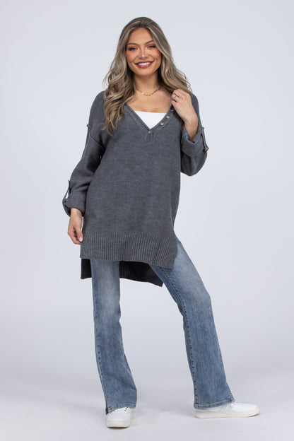 You Make Me Feel Good Women's Hi-Lo Knit Long Sleeve Top