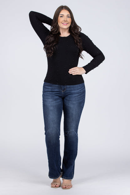 Dancing In Pearls Women's Tight Fit  Long Sleeve Top