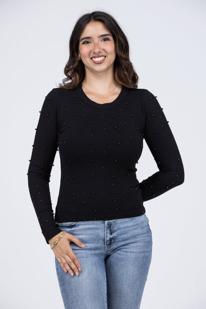 Dancing In Pearls Women's Tight Fit  Long Sleeve Top