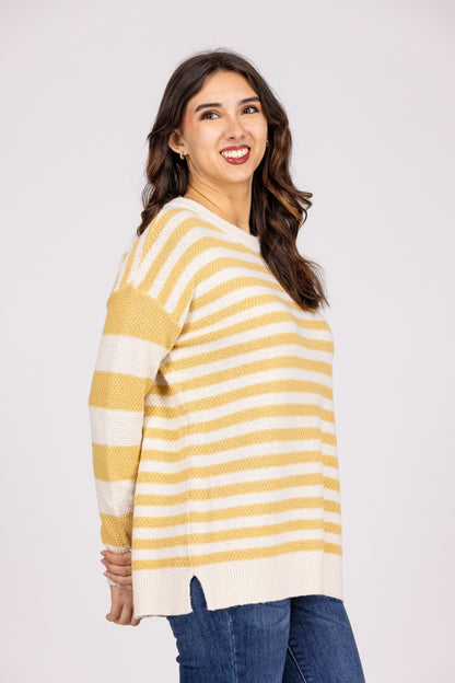 Nuzzles and Cuddles Women's Soft Striped Crew Neck Sweater