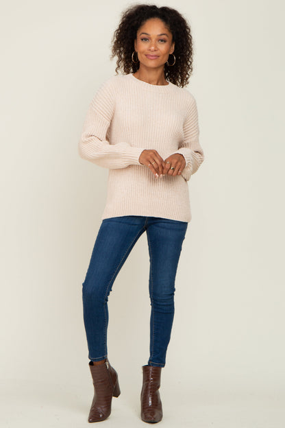 Beige Soft Chenille Knit Sweater