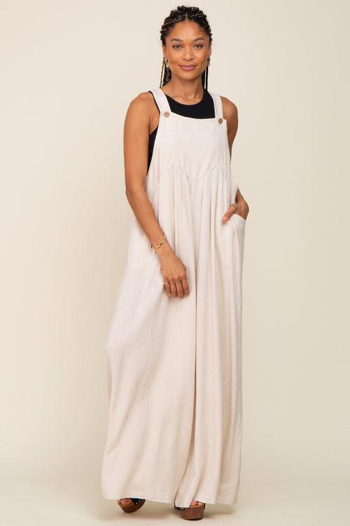 Beige Sleeveless Wide Leg Jumpsuit