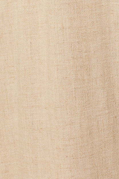 Beige Sleeveless Side Pocket Linen Midi Dress