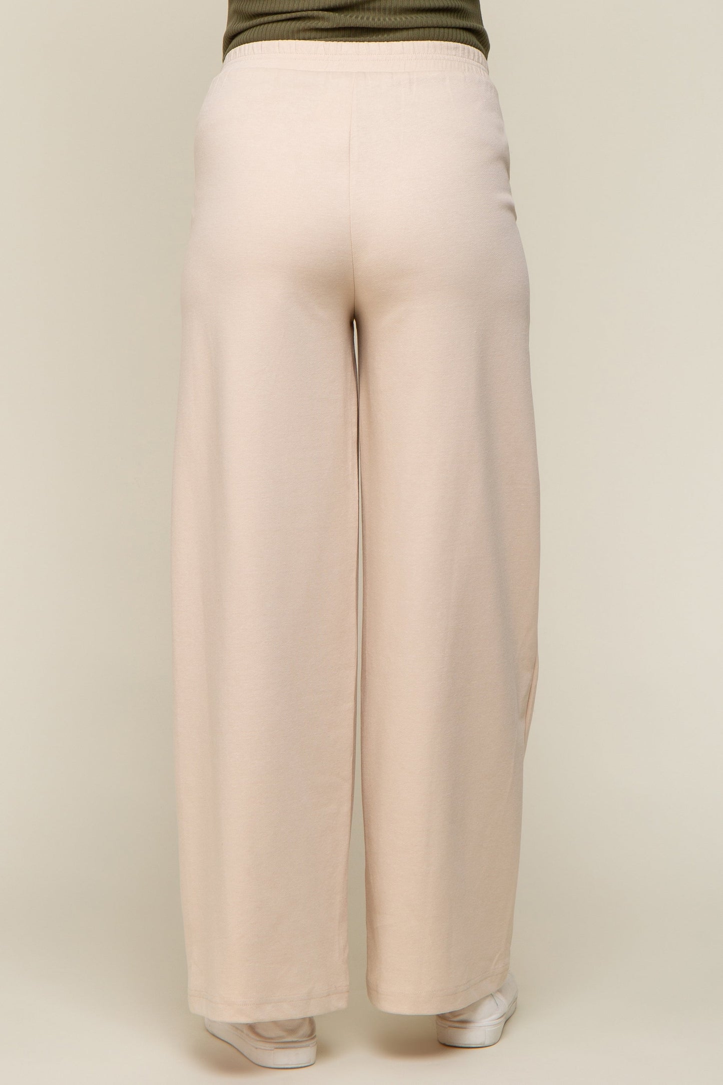 Beige Basic Wide Leg Maternity Lounge Pants