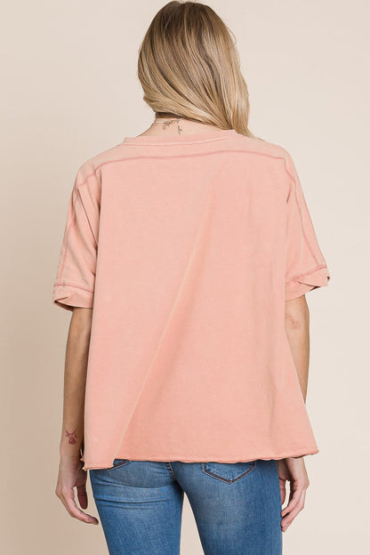 Apricot Washed Oversize Crop Tee