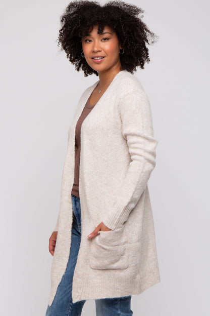 Beige Basic Knit Cardigan