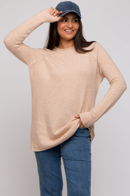 Beige Brushed Knit Sweater