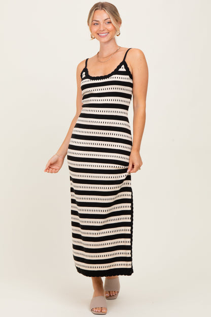 Beige Patterned Sleeveless Maxi Dress