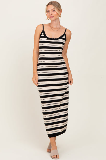 Beige Patterned Sleeveless Maxi Dress