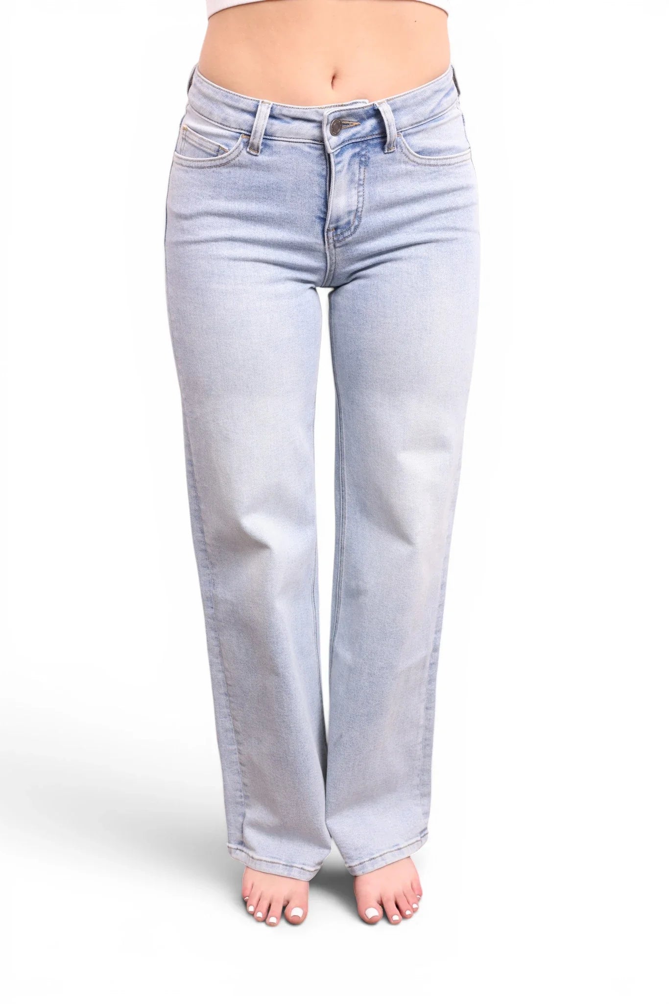 The June Mid-Rise Tummy Control Retro Wide Leg Jeans