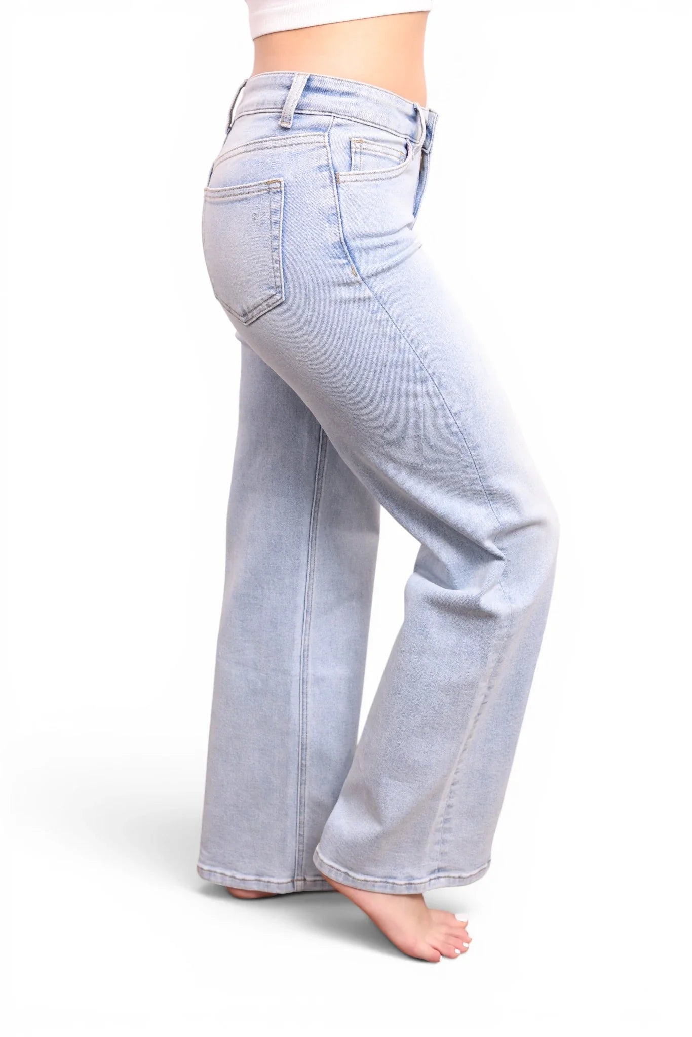 The June Mid-Rise Tummy Control Retro Wide Leg Jeans
