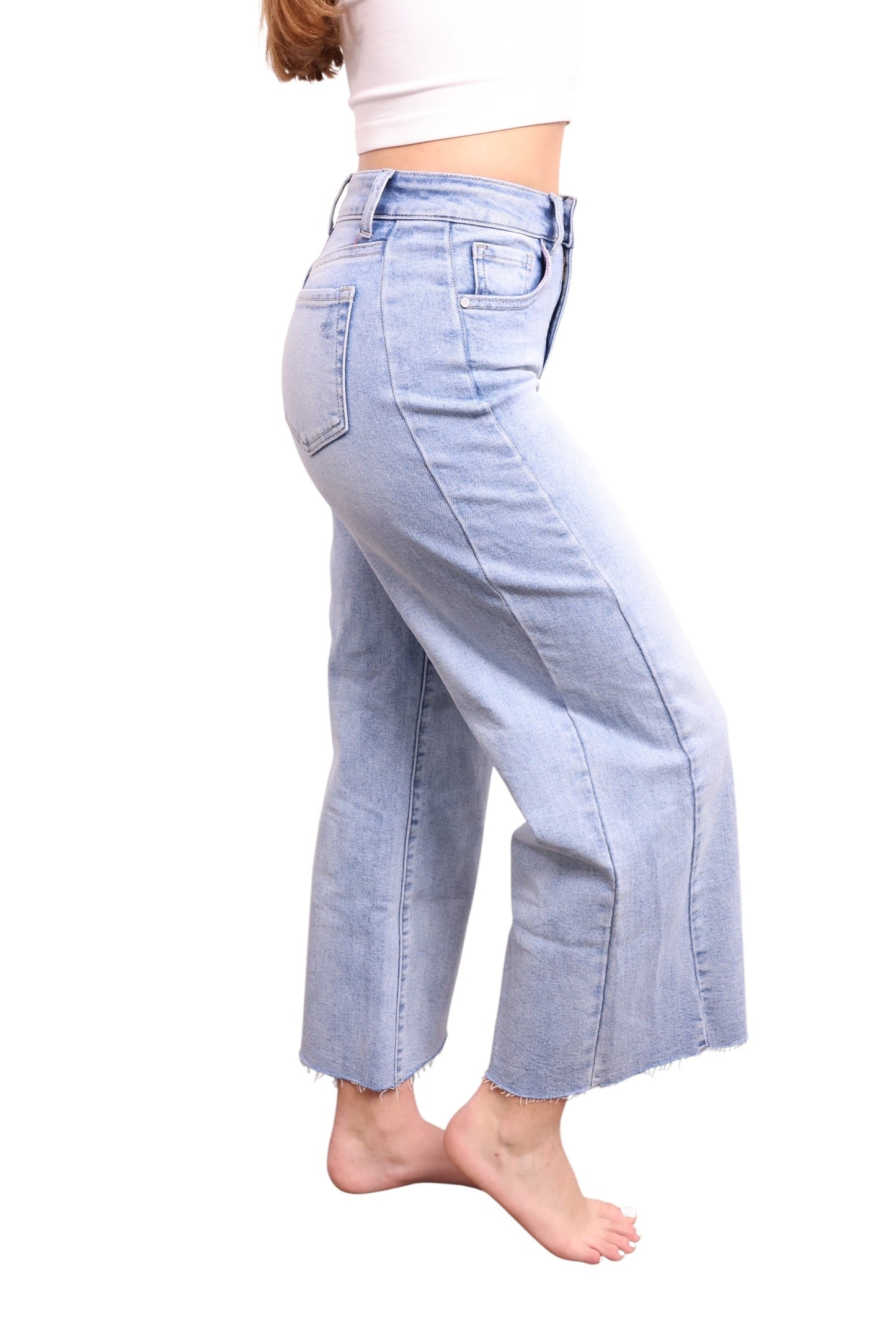 The Kayla High-Rise Tummy Control Cropped Wide Leg Jeans
