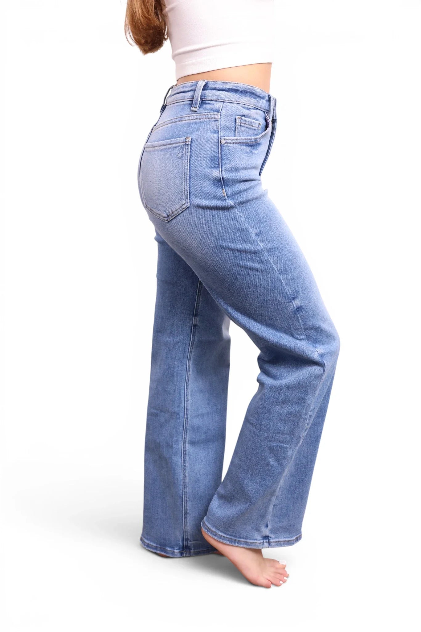The Vinny High-Rise Tummy Control Vintage Light Blue Wide Leg Jeans