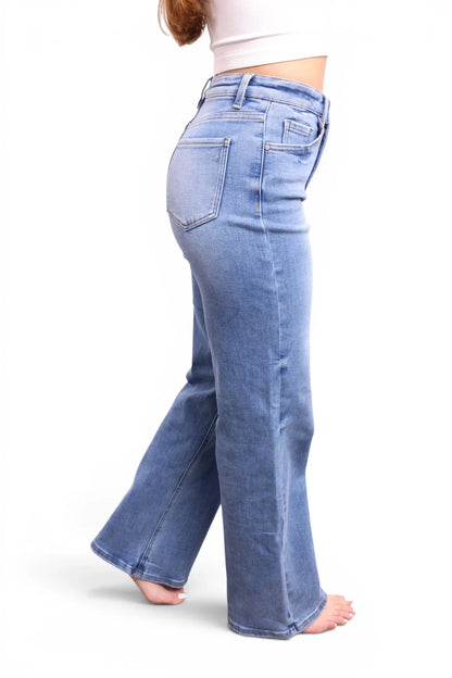 The Vinny High-Rise Tummy Control Vintage Light Blue Wide Leg Jeans