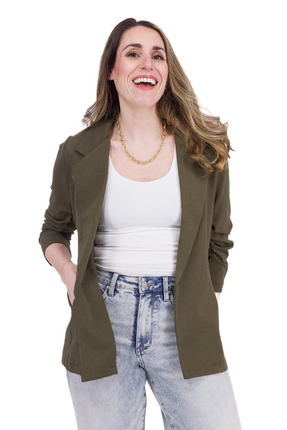 Rise to the Challenge Women's 3/4 Length Ruched Sleeve Blazer