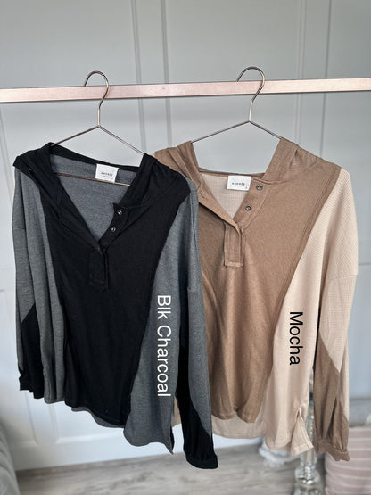 Warm Comfort Women's Oversized Two-Tone Knit Hoodie