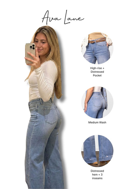 The Adrian High-Rise Wide Leg Denim - Three Inseams