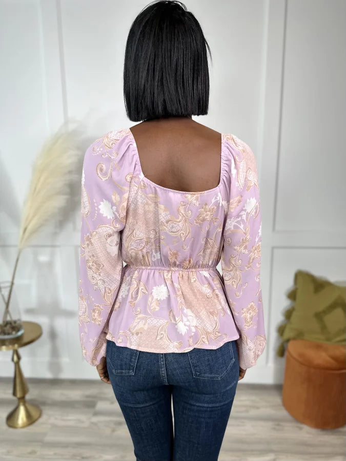 Star Struck At Midnight Women's Square Neck Long Sleeve Top