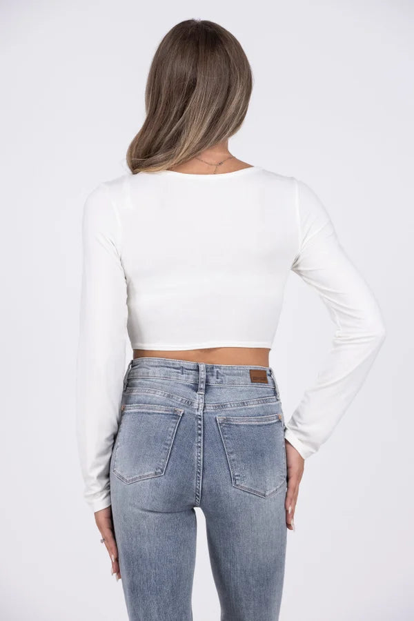 Tighten Up Women's Corset-Like Long Sleeve Crop Top