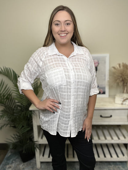 Darling Angel Women's Button Down Casual 1/2 Sleeve Top