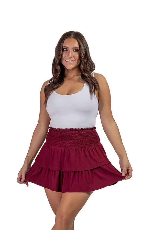Women's Smocked Waist Tiered Hemline Skirt