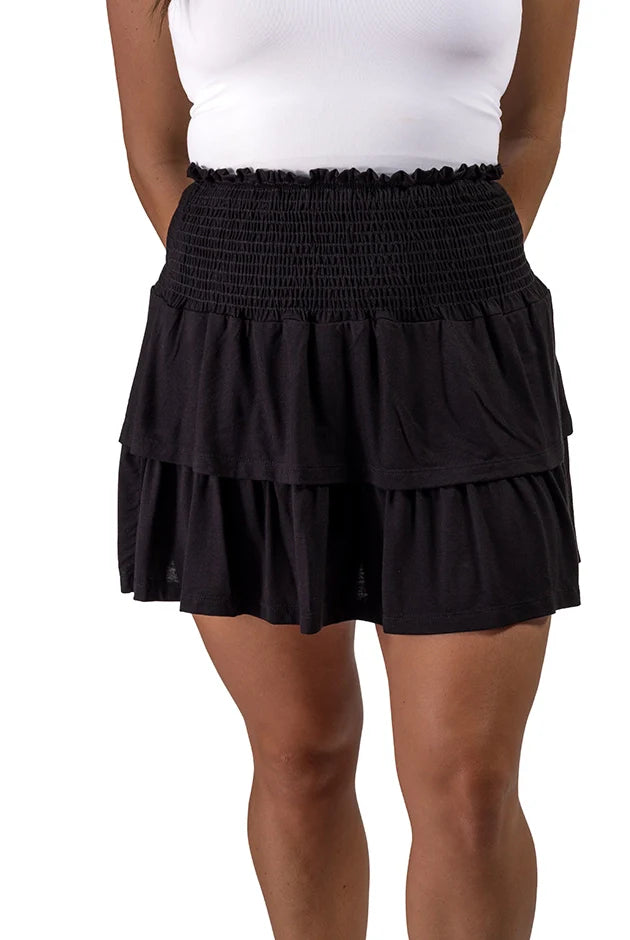Women's Smocked Waist Tiered Hemline Skirt