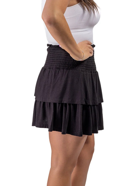 Women's Smocked Waist Tiered Hemline Skirt