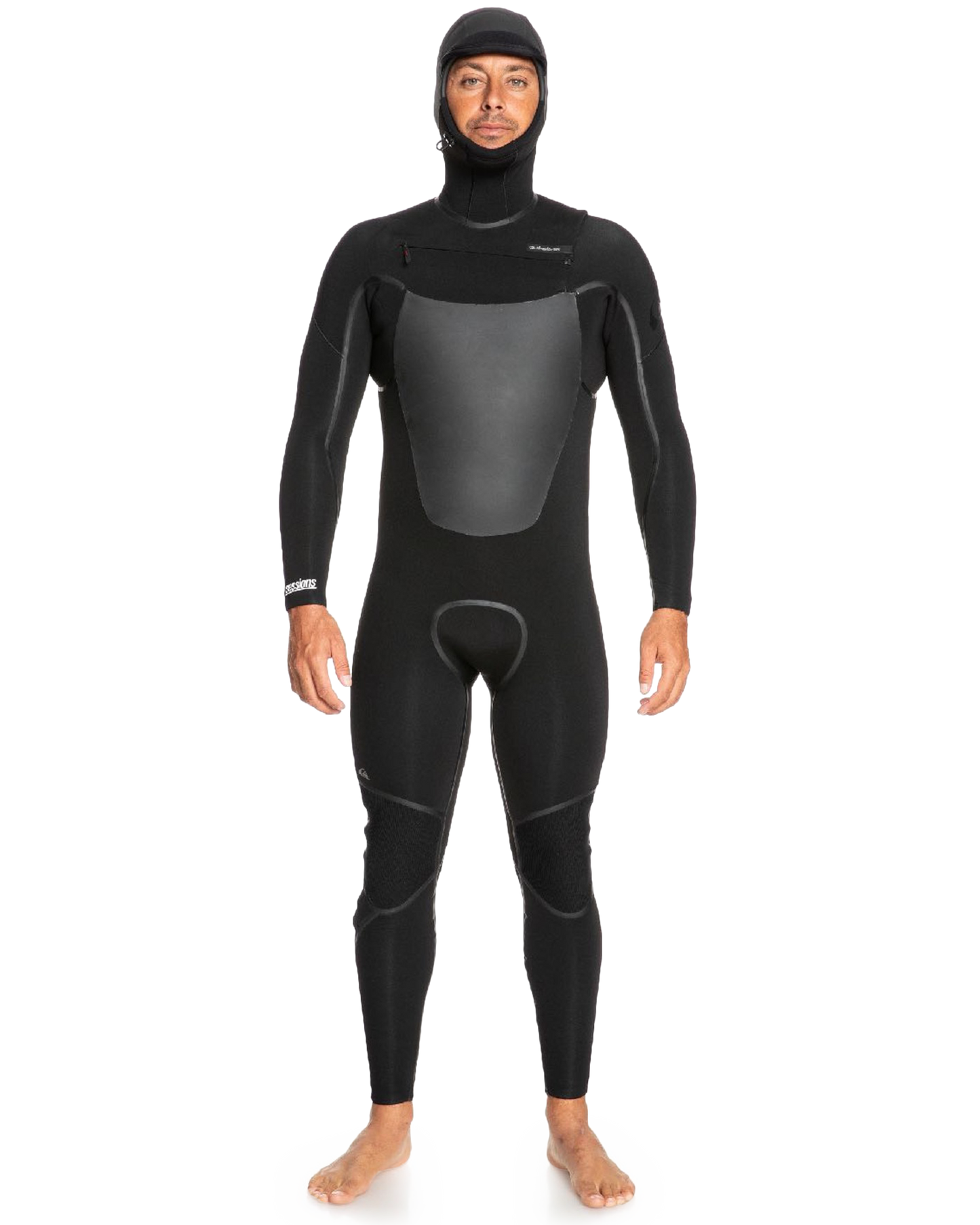 5/4/3 Marathon Sessions Hooded Chest Zip Wetsuit - Black