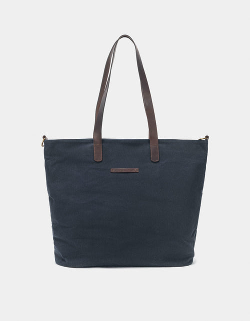 Carry-All Waxed Canvas Tote in Navy