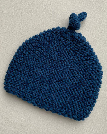 Knitted by Nana Top Knot Beanie - Steel