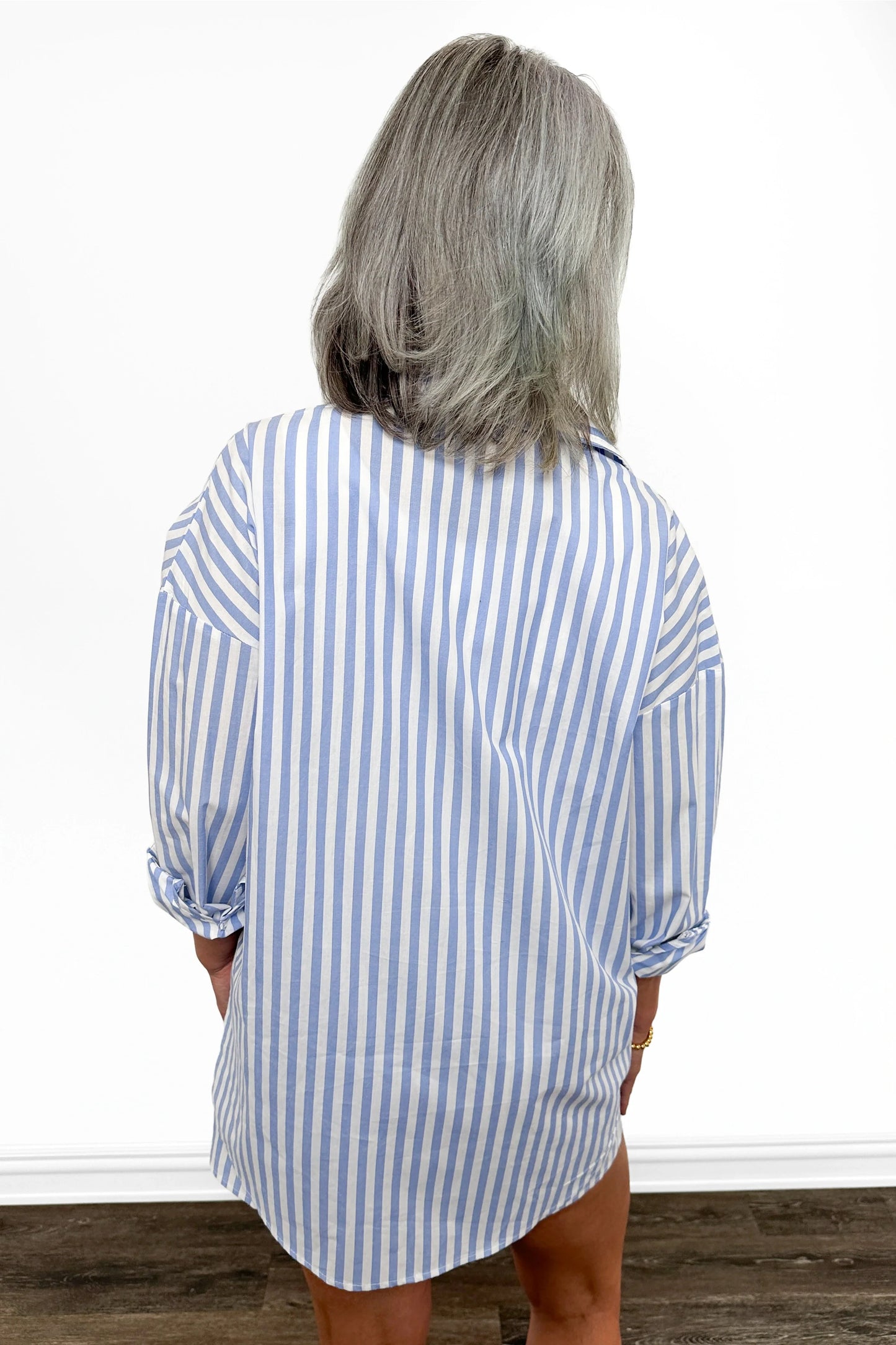 ALB Custom Women's Striped Button Down Long Sleeve and Shorts Set