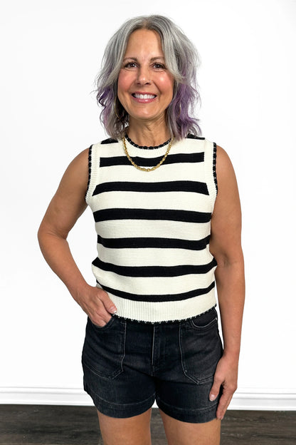 Women's Bold Striped Knit Sweater Vest by Ava Lane