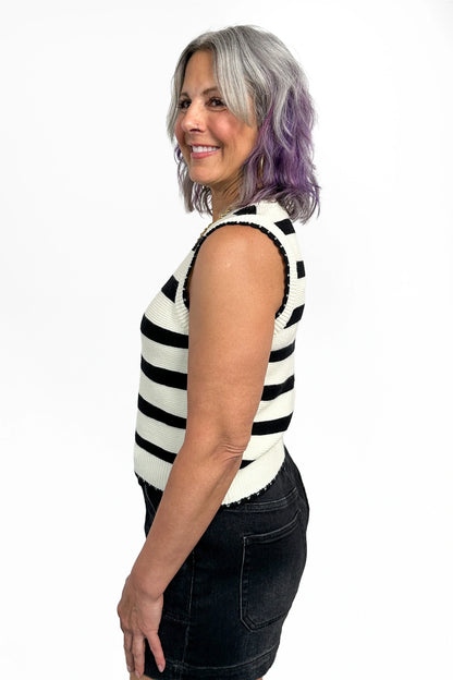 Women's Bold Striped Knit Sweater Vest by Ava Lane