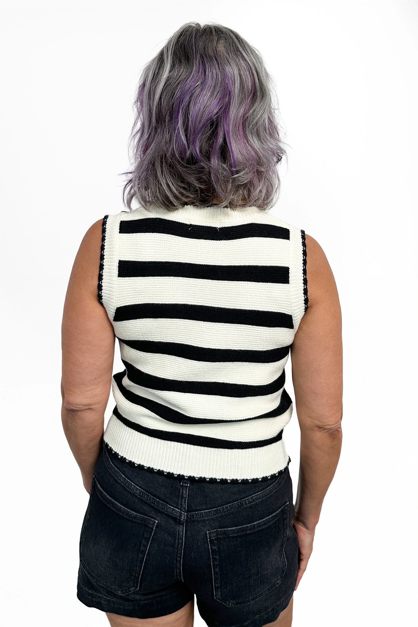 Women's Bold Striped Knit Sweater Vest by Ava Lane